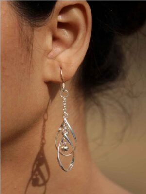 two-drops-trendy-pure-silver-earrings