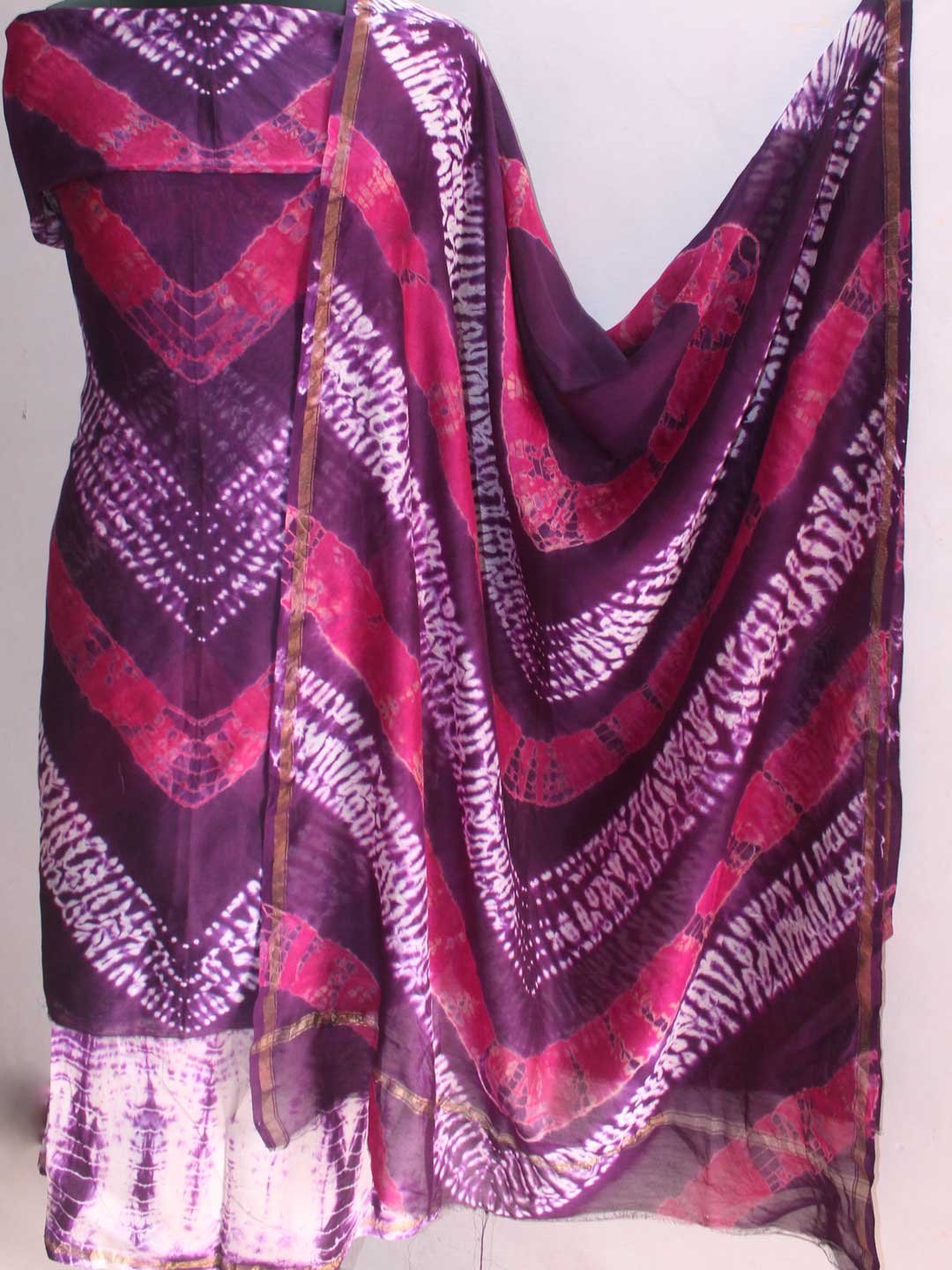 violet-pink-and-white-shibori-dyed-chanderi-dress-material violet-pink-and-white-shibori-dyed-chanderi-dress-material