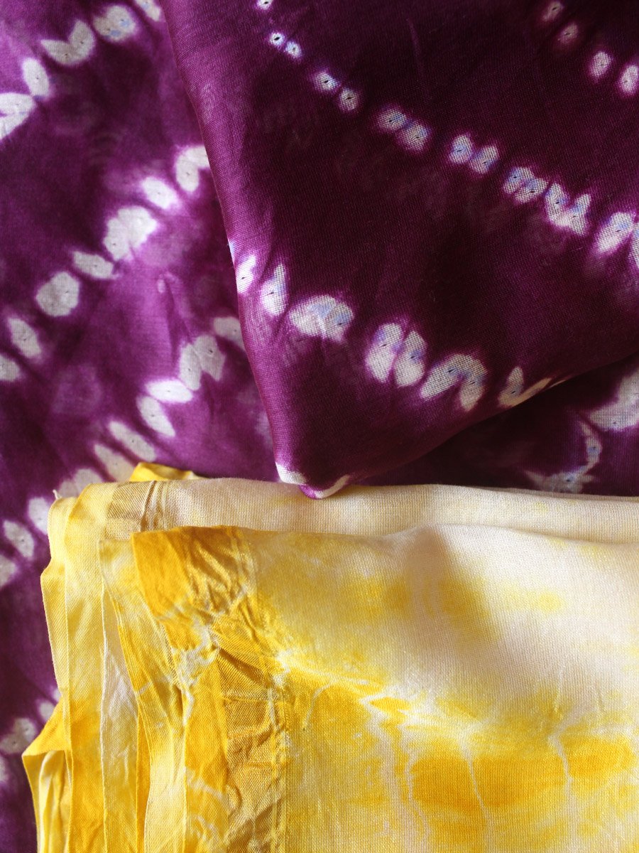 voilet-and-yellow-shibori-chanderi-dress-material voilet-and-yellow-shibori-chanderi-dress-material