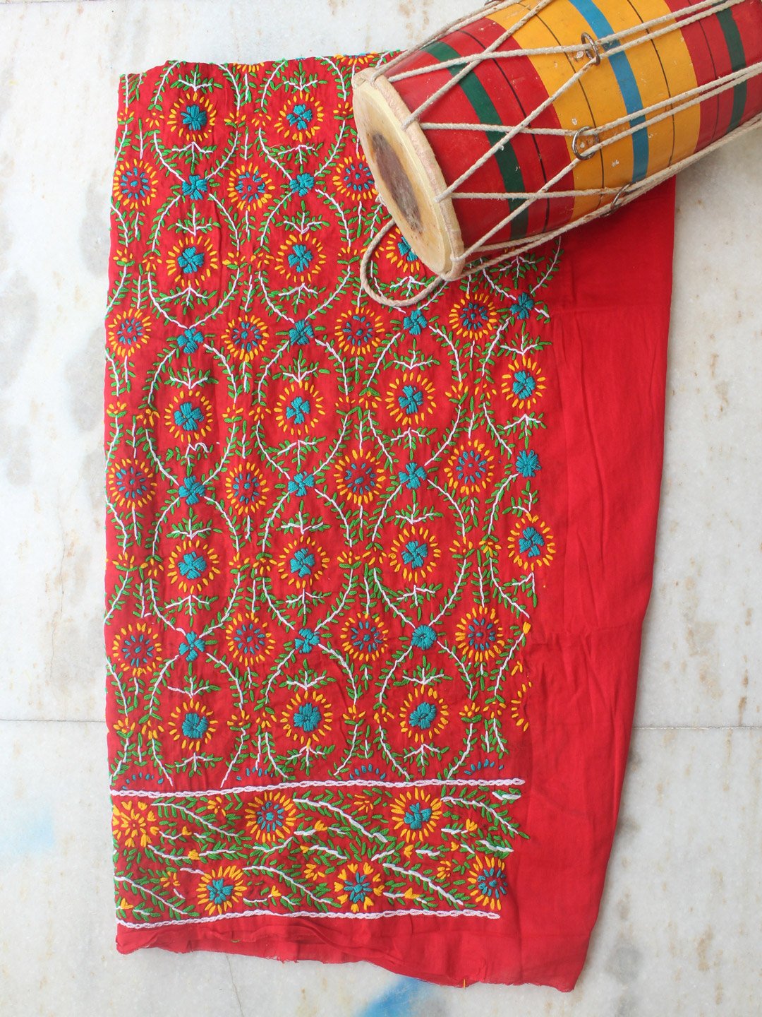white-blue-yellow-phulkari-red-salwar-fabric2 white-blue-yellow-phulkari-red-salwar-fabric at Shilphaat