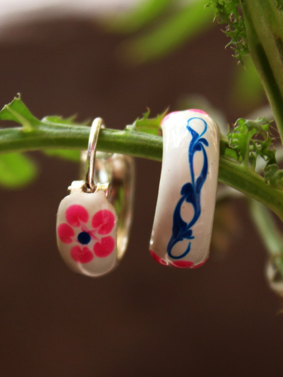 white-enamelled-silver-earrings white-enamelled-pure silver-earrings