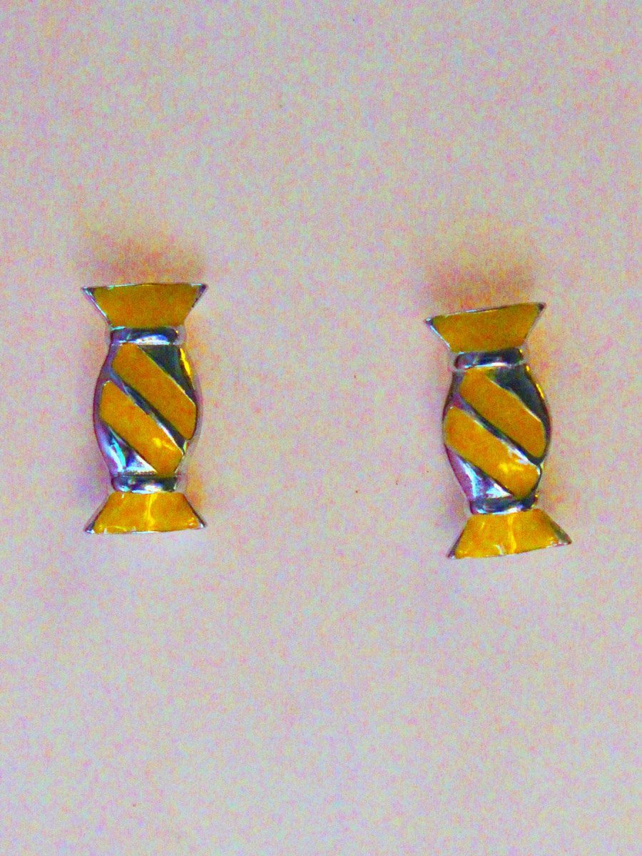 yellow-toffee shape kids silver earrings yellow-toffee shape kids silver earrings