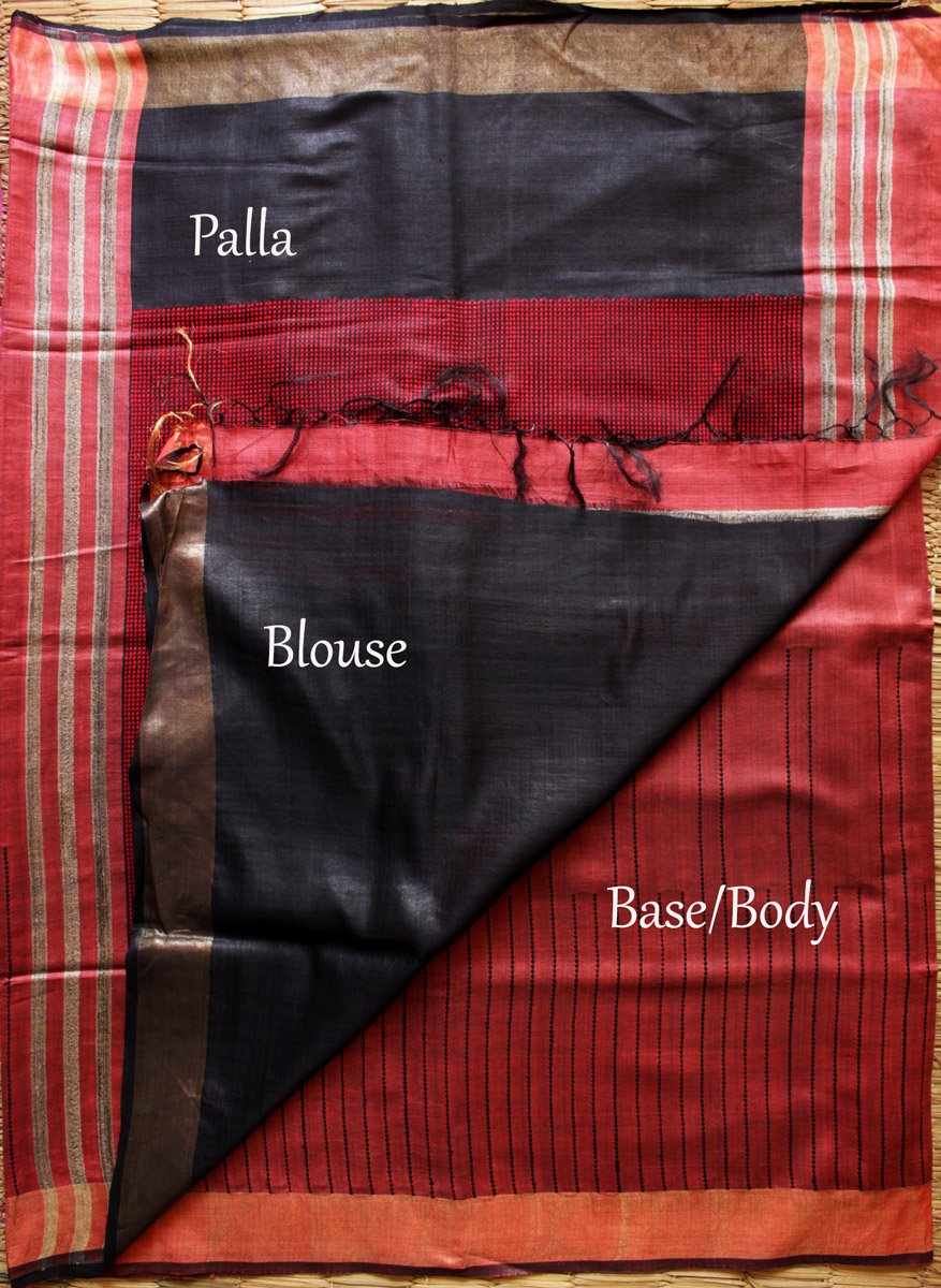 zari-border-red-and-black-bhagalpuri-silk-cotton-handloom-saree zari-border-red-and-black-bhagalpuri-silk-cotton-handloom-saree