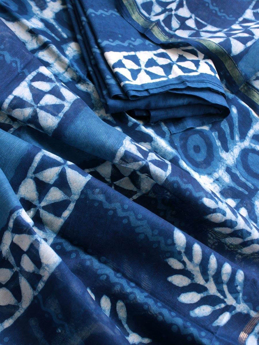 Dabu-indigo-Dabu-printed-chanderi-salwar-suit-set Dabu-indigo-Dabu-printed-chanderi-salwar-suit-set