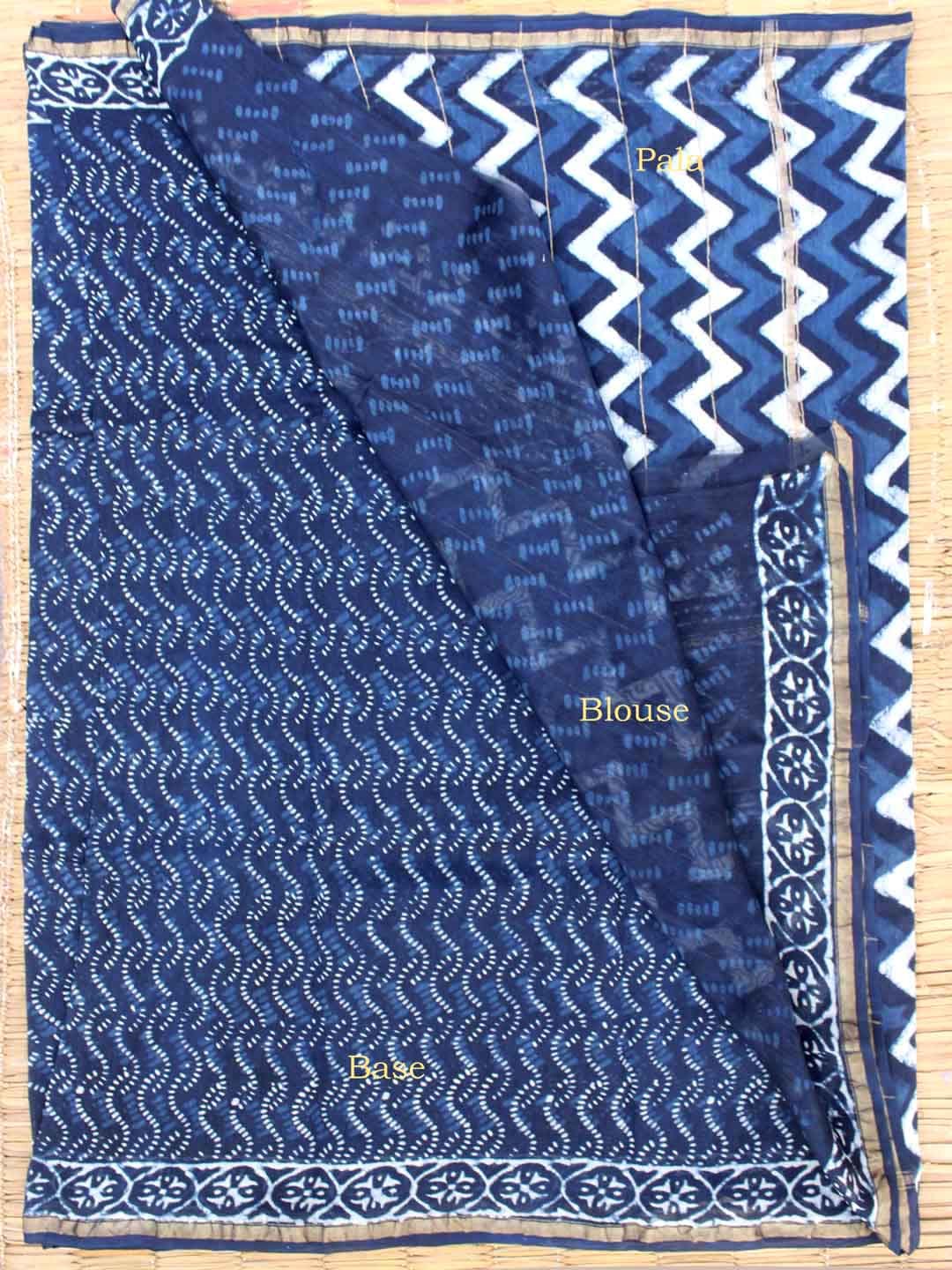 Dabu-indigo-block-printed-chanderi-sari shilphaat Dabu-indigo-block-printed-chanderi-sari shilphaat