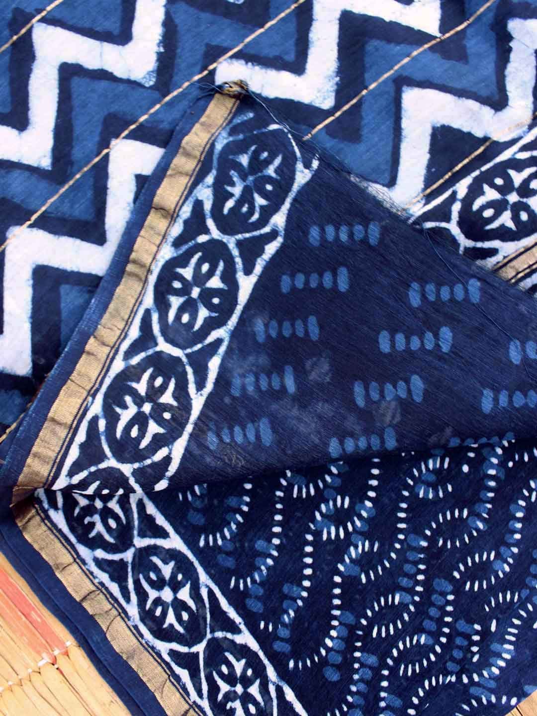 Dabu-indigo-block-printed-silk-cotton-sari shilphaat Dabu-indigo-block-printed-silk-cotton-sari shilphaat