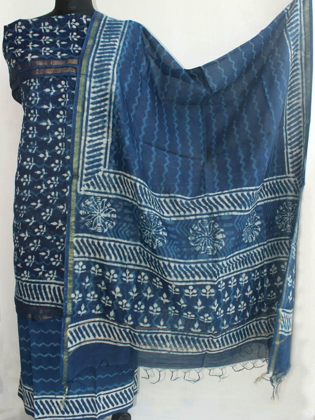 Indigo-block-printed-chanderi-ladies-suit-Shilphaat Indigo-block-printed-chanderi-ladies-suit-Shilphaat