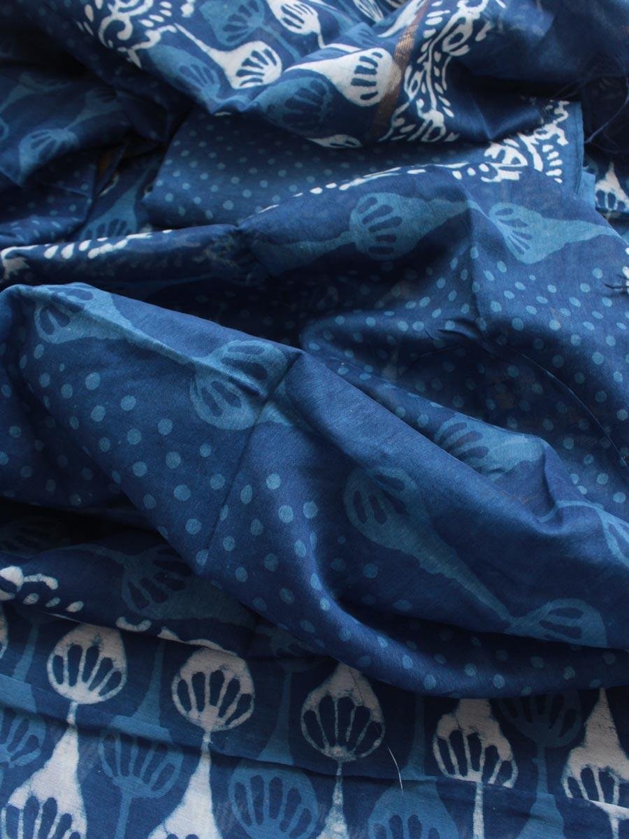 Indigo-dabu-block-print-chanderi-suit Indigo-dabu-block-print-chanderi-suit at Shilphaat