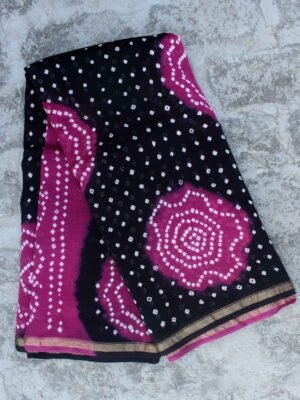 Black-and-magenta-chanderi-bandhani-saree