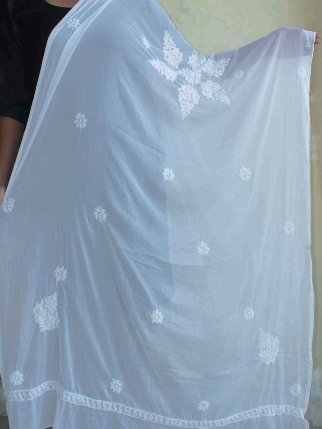 Chikankari-Handembroidered-white-chiffon-dupatta Chikankari-Handembroidered-white-chiffon-dupatta