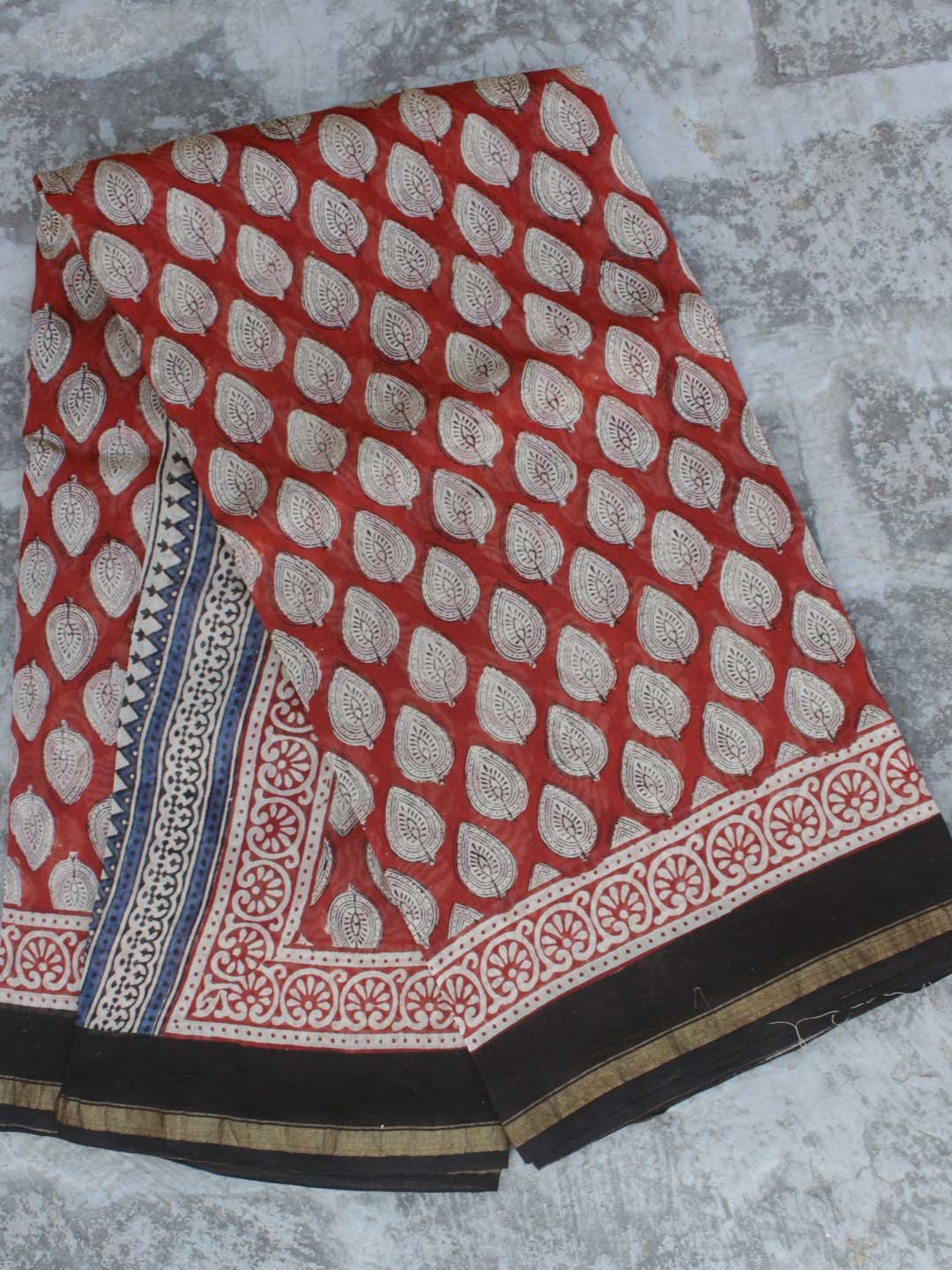 Madder-red-block-Printed-chanderi-silk-cotton-saree Madder-red-block-Printed-chanderi-silk-cotton-saree