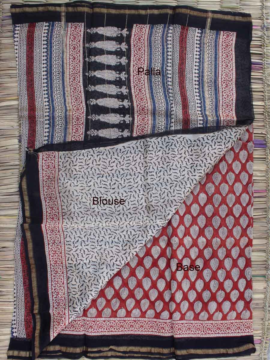 Madder-red-block-printed-silk-cotton-saree Madder-red-block-printed-silk-cotton-saree