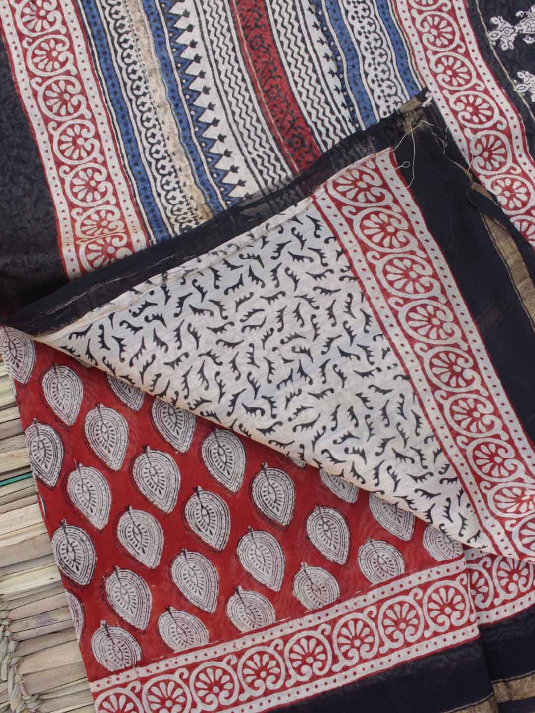 madder-red-bagru-printed-islk-cotton-sari madder-red-bagru-printed-islk-cotton-sari