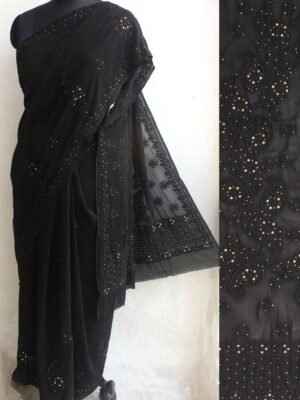 Black-mukaish-chikankari-viscose-saree