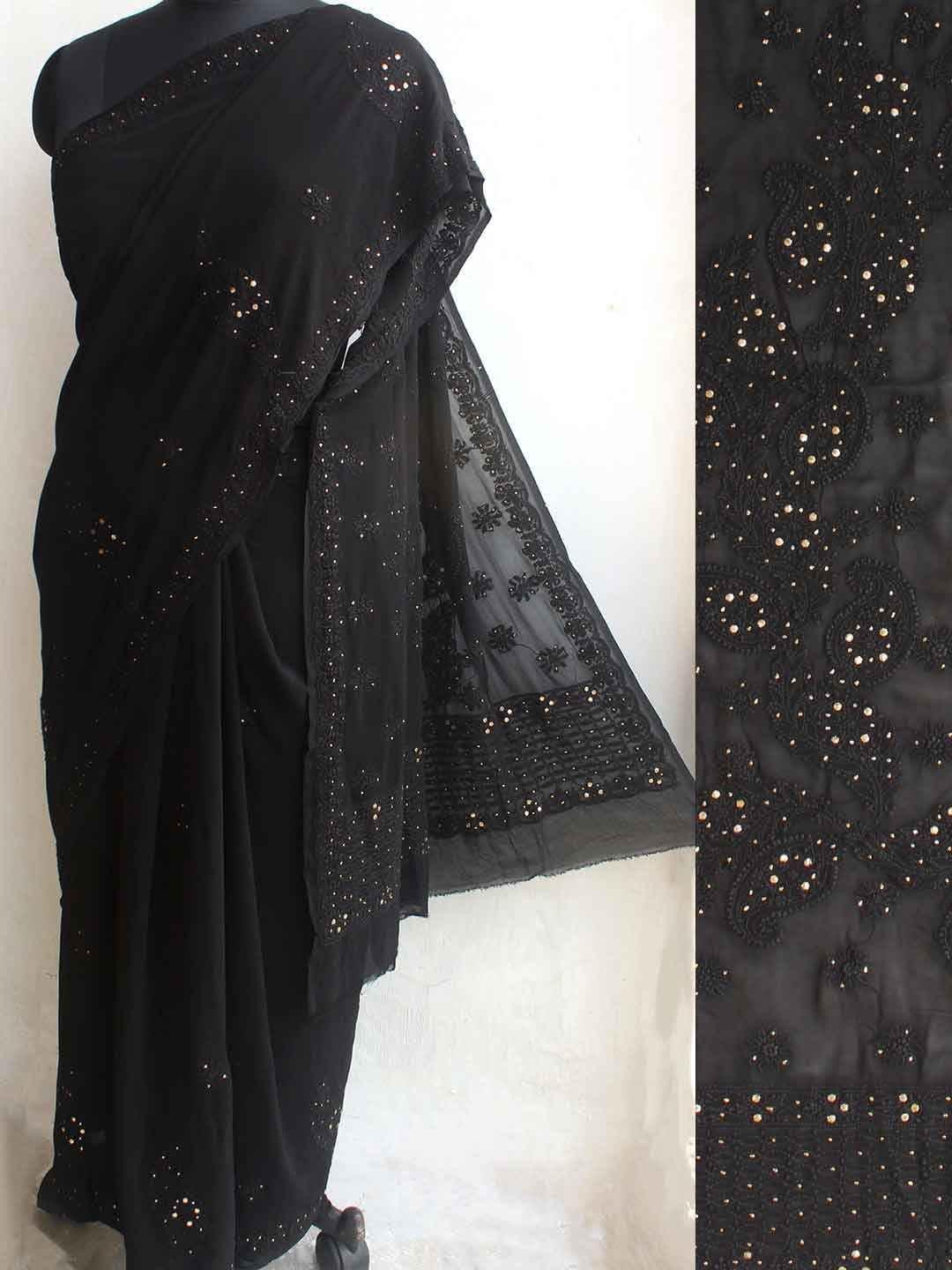Black-mukaish-chikankari-viscose-saree Black-mukaish-chikankari-viscose-saree