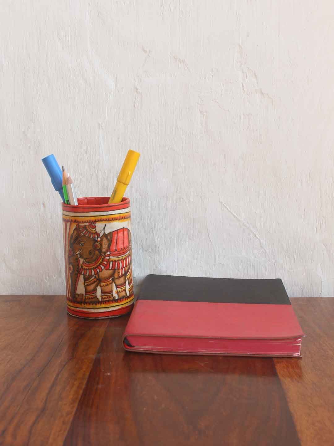 Elephant-painted-Tholu-Bommalata-Pen-stand Elephant-painted-Tholu-Bommalata-Pen-stand