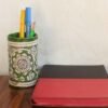 Green,-white-Tholu-bommlata-pen-holder