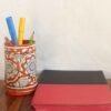 Orange-white-Tholu-bommalata-pen-holder
