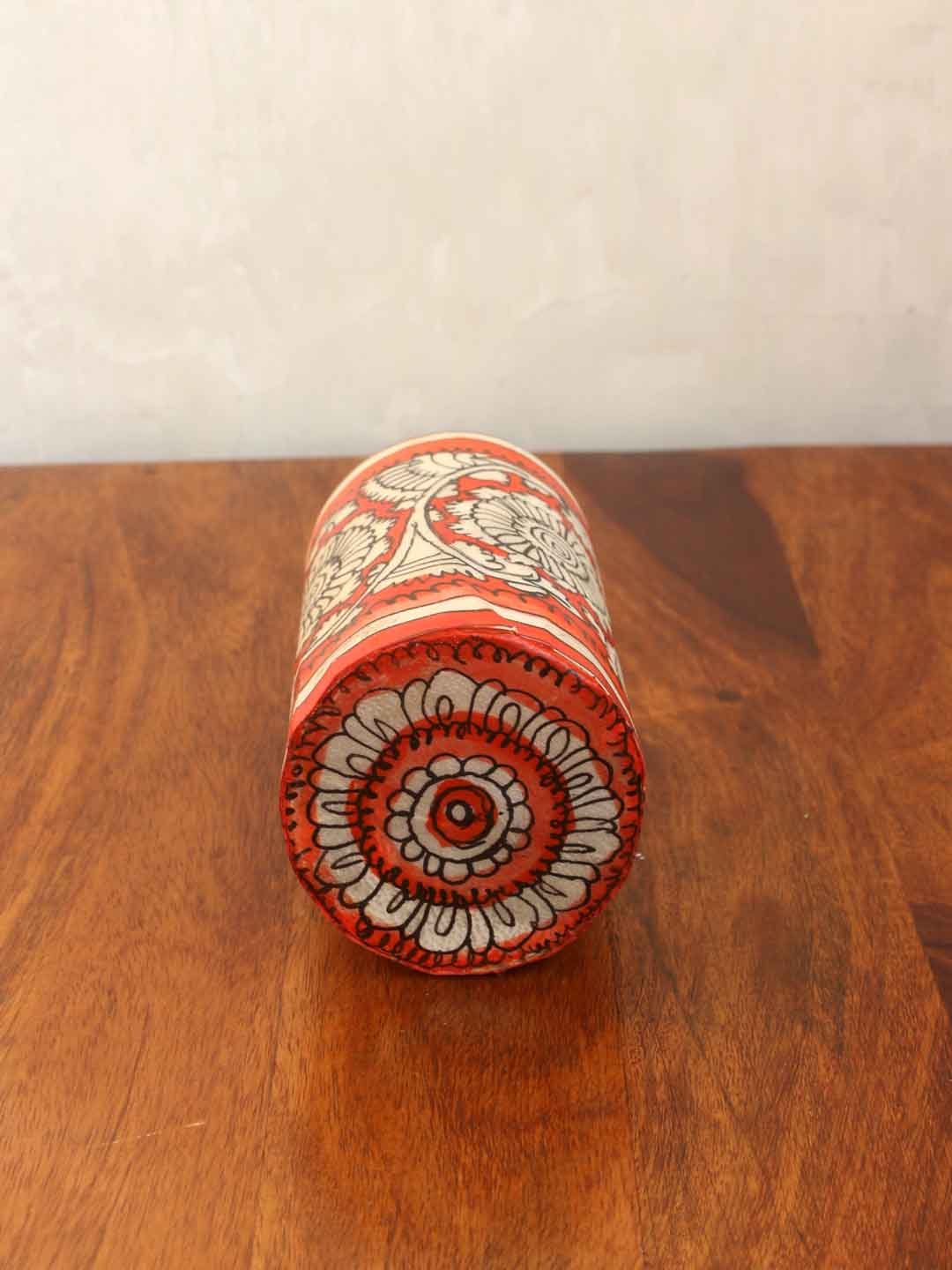Red-white-tholu-bommalata-stationary-holder