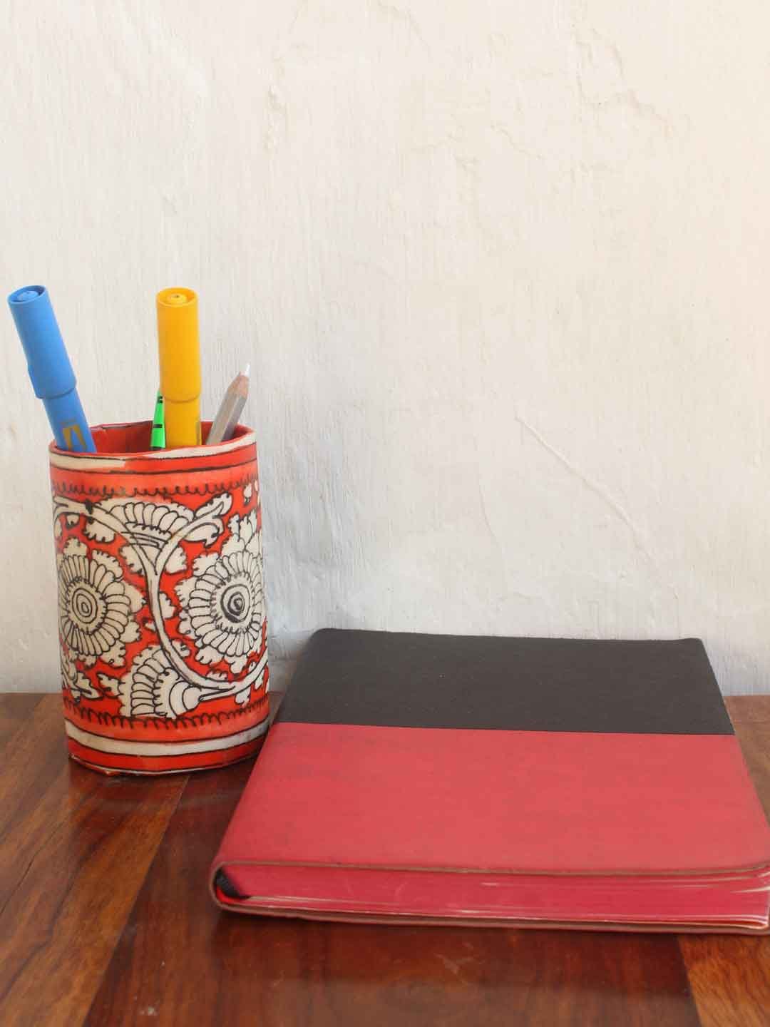 red,white-tholu-bommalata-pen-holder red,white-tholu-bommalata-pen-holder