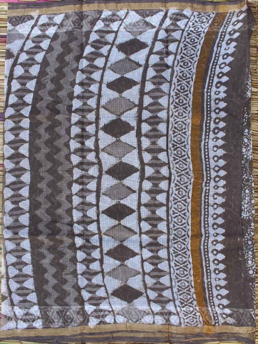 Brown-grey-Dabu-print-kota-doria-sari