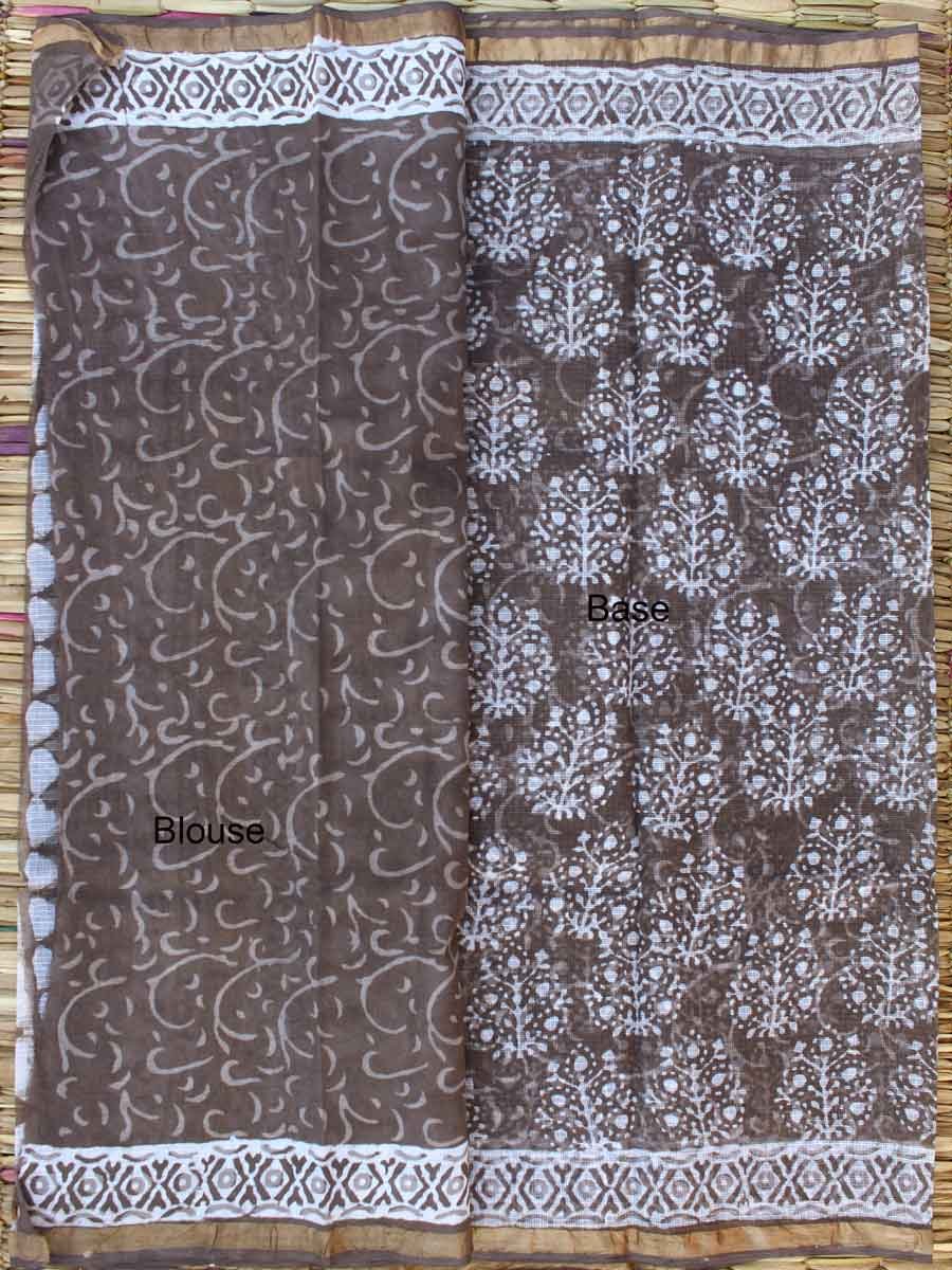 Brown-grey-block-print-kota-cotton-saree