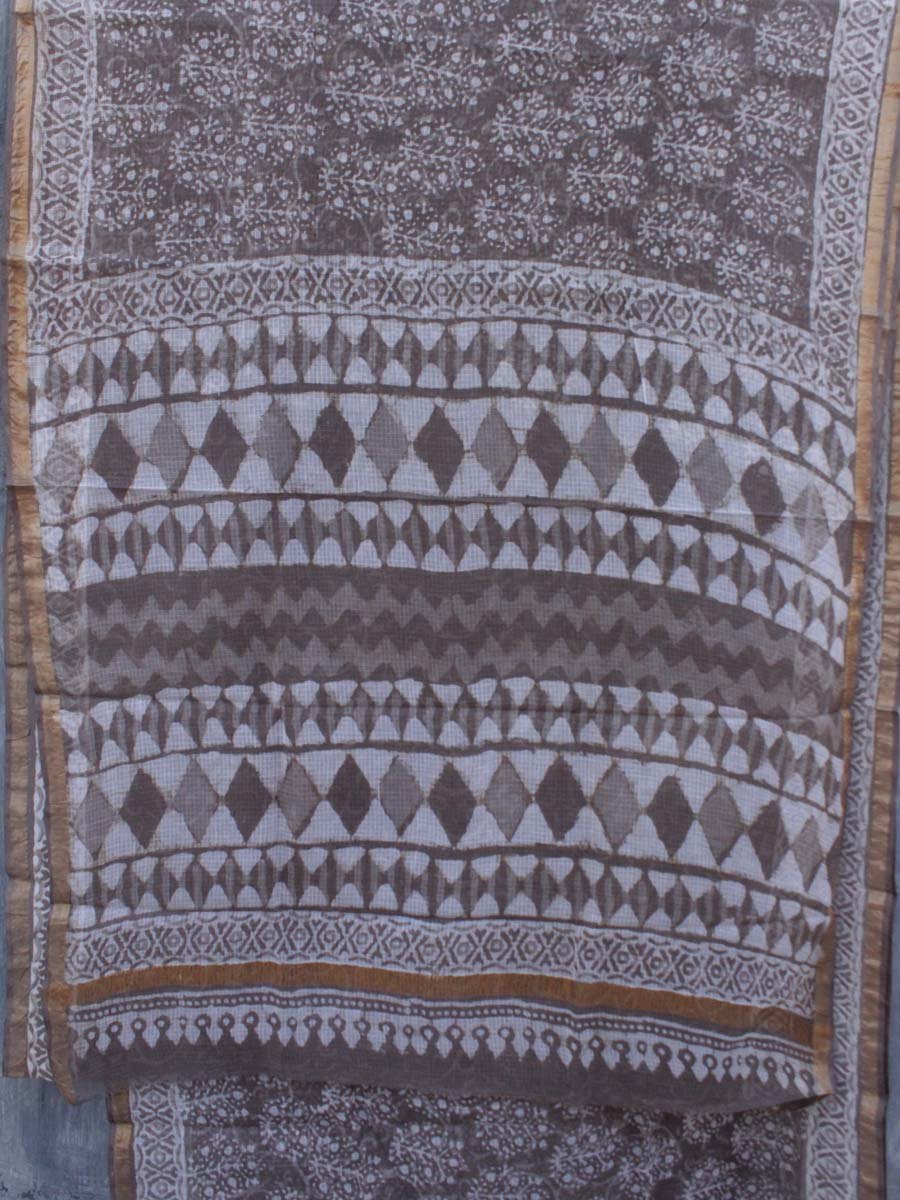 Brown-grey--dabu-block-printed-kota-doriya-cotton-saree- Brown-grey--dabu-block-printed-kota-doriya-cotton-saree- at Shilphaat