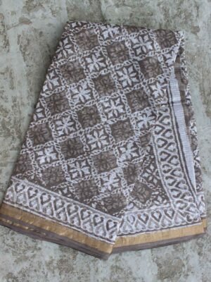 Dabu-printed-brown-grey-kota-cotton-saree