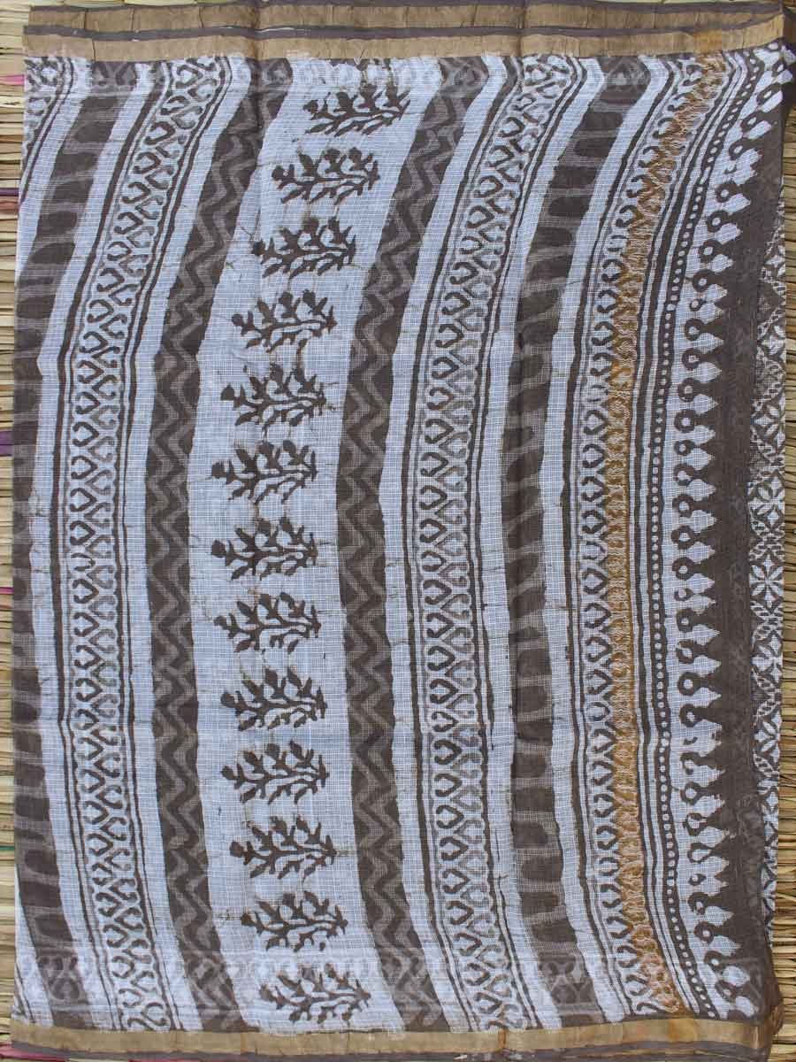 Dabu-printed-brown-grey-kota-doria-saree