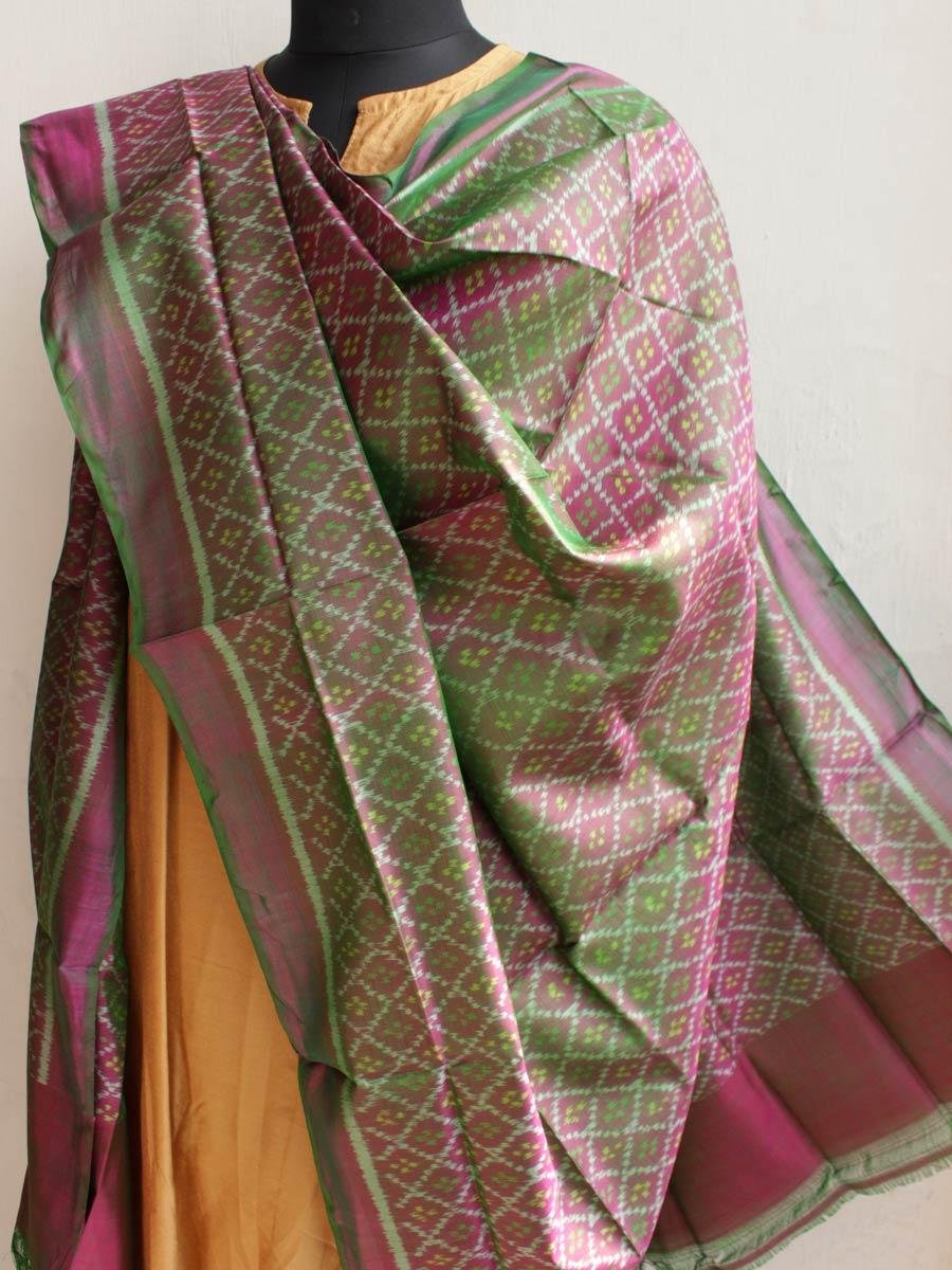 Greenish-plum-pink-handwoven-patola-silk-dupatta Greenish-plum-pink-handwoven-patola-silk-dupatta at Shilphaat.com