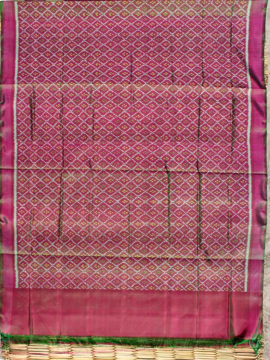 Greenish-plum-pink-pure-silk-patola-fabric