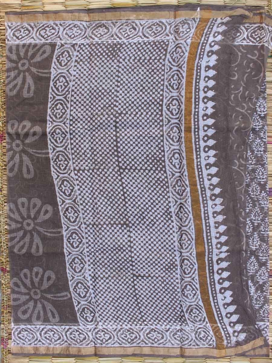 Leaves-Dabu-printed-brown-gray-kota-cotton-sari