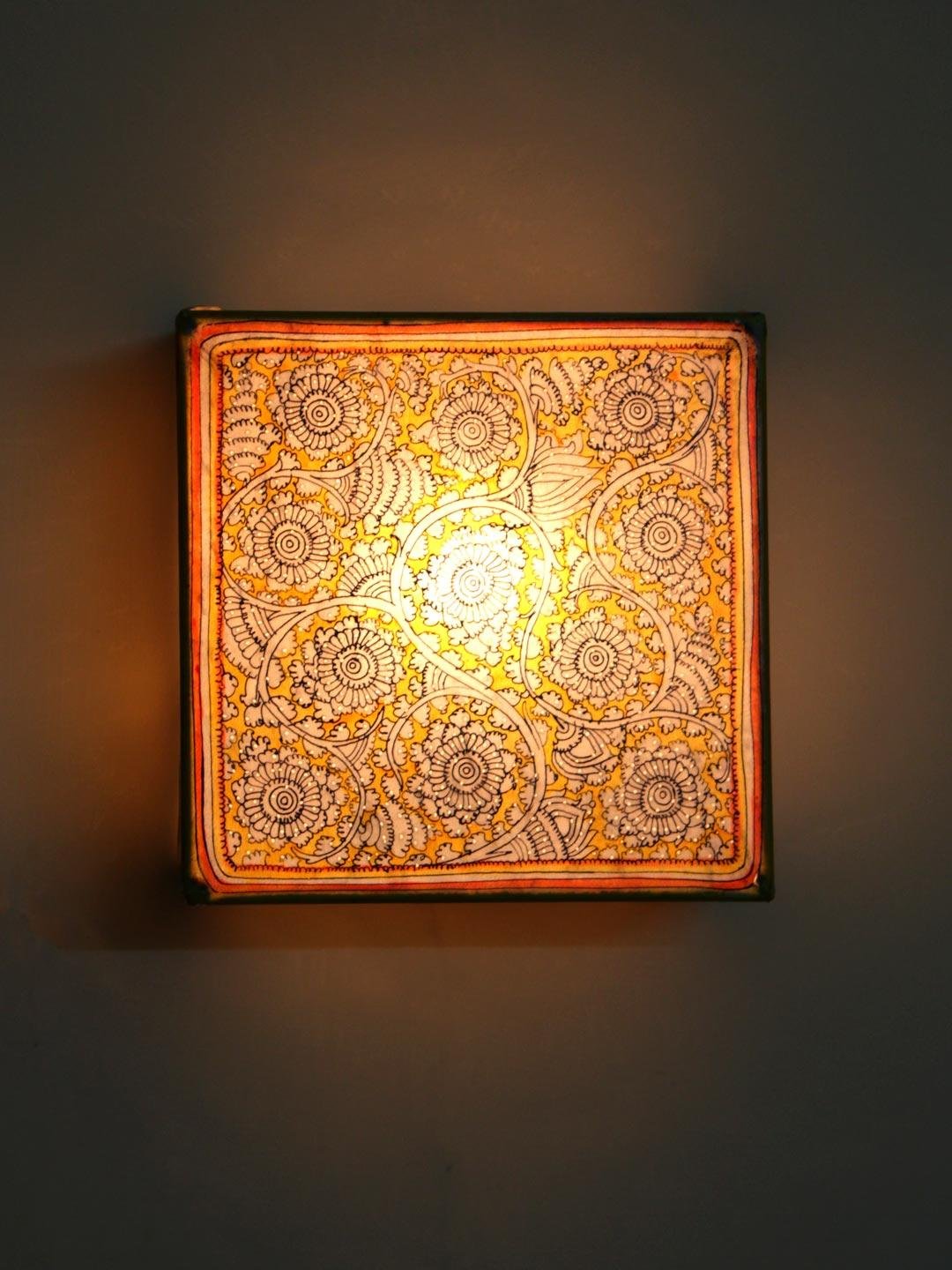 Yellow-flowers-tholu-bommalata-leather-wall-lamp-Shilphaat Yellow-flowers-tholu-bommalata-leather-wall-lamp-Shilphaat