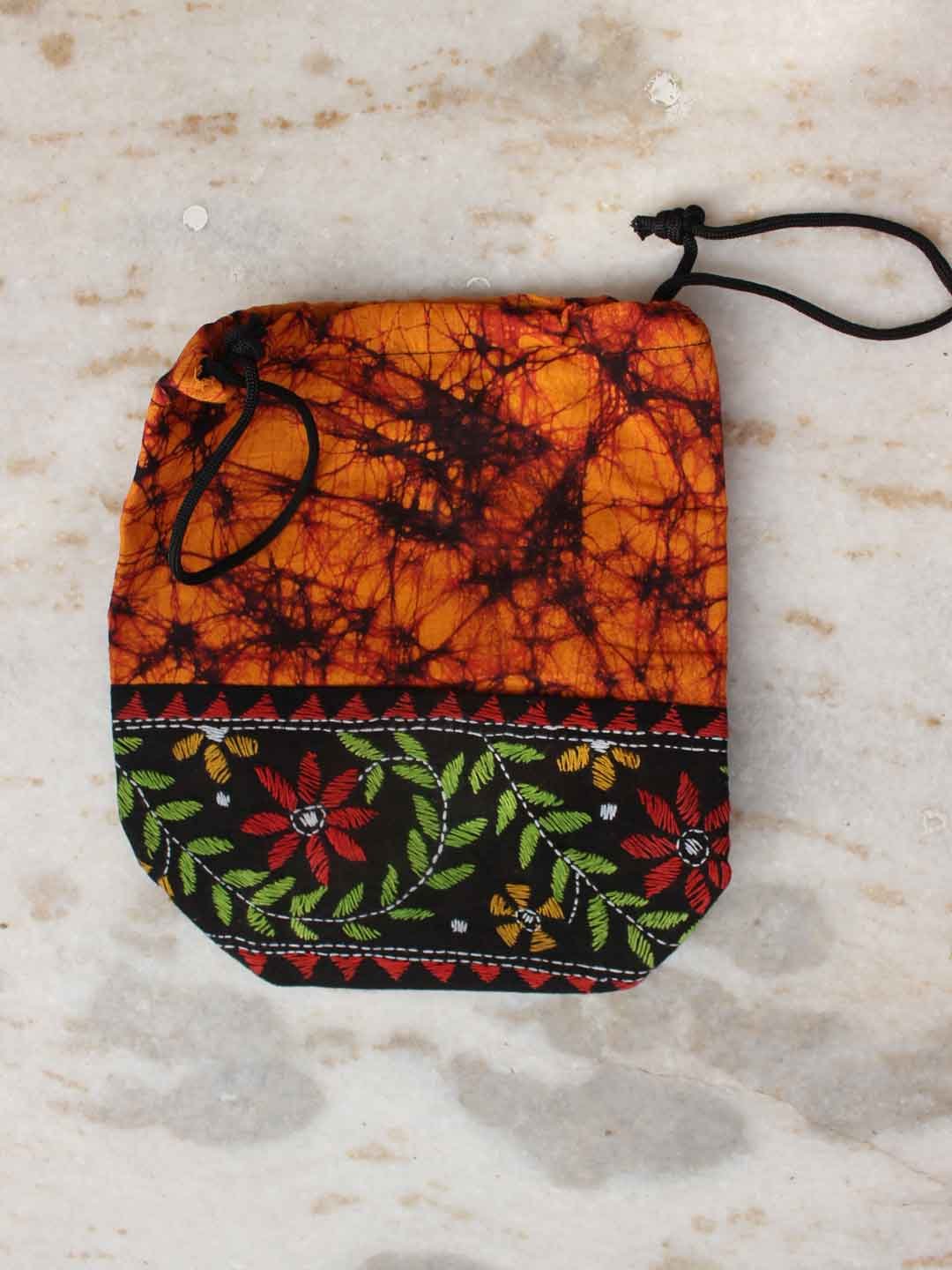 Batk-kanthawork-cotton-potli-bag Batik-kanthawork-cotton-potli-bag