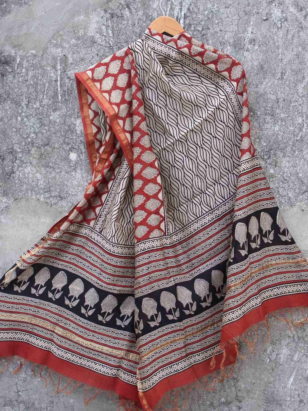 Black,-red,-off-white-block-printed-chanderi-dupatta Black,-red,-off-white-block-printed-chanderi-dupatta