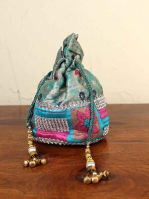 Blue-banarasi-brocade-potli-bag
