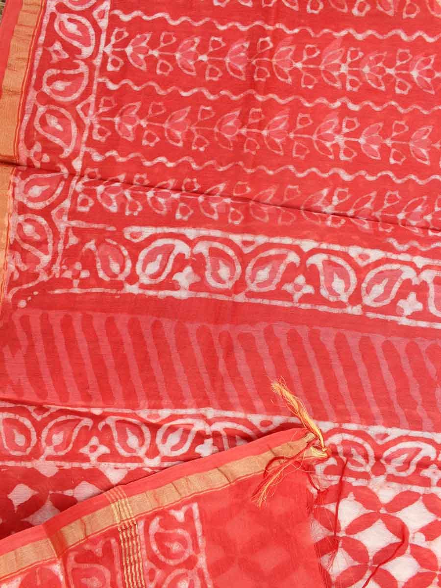 Carrot-red-bagru-print-Chanderi-Dupatta