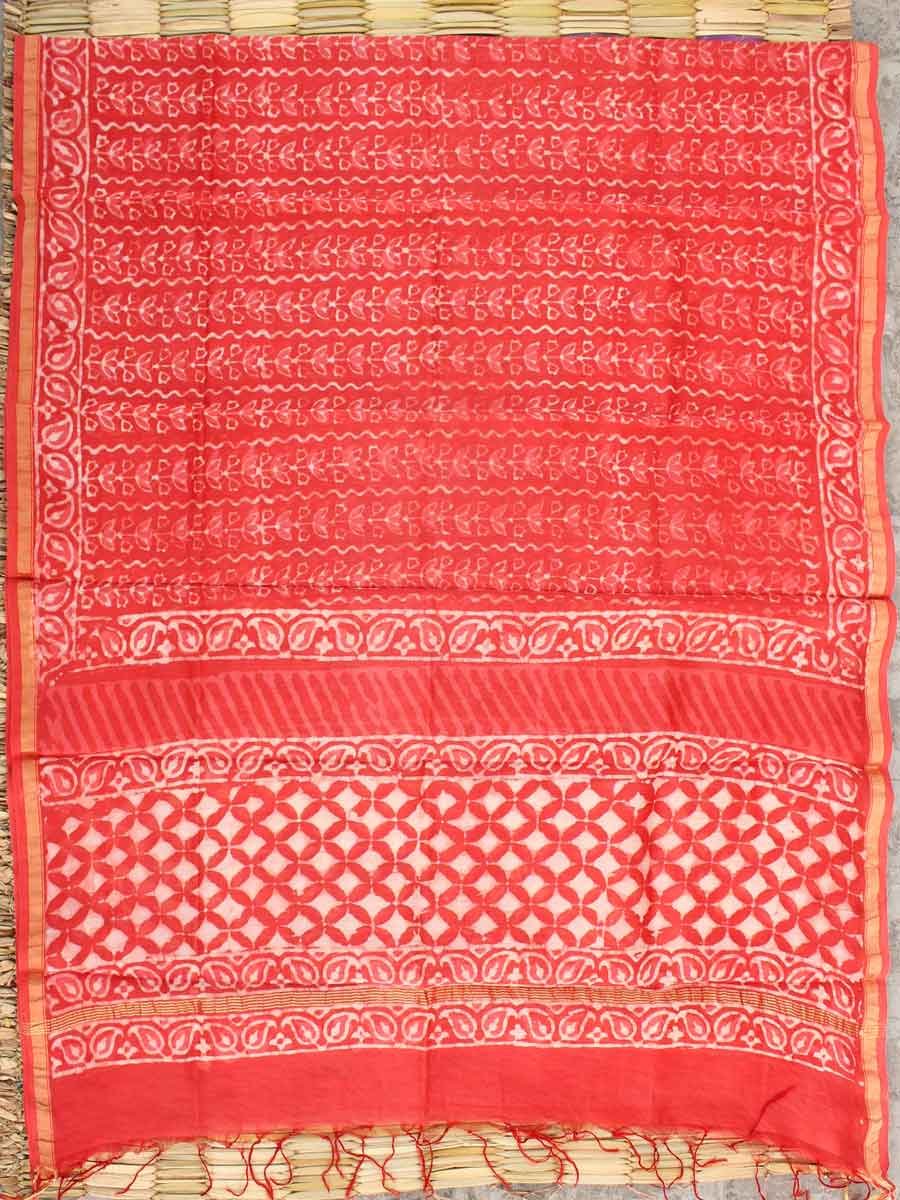 Carrot-red-block-print-silk-cotton-Dupatta
