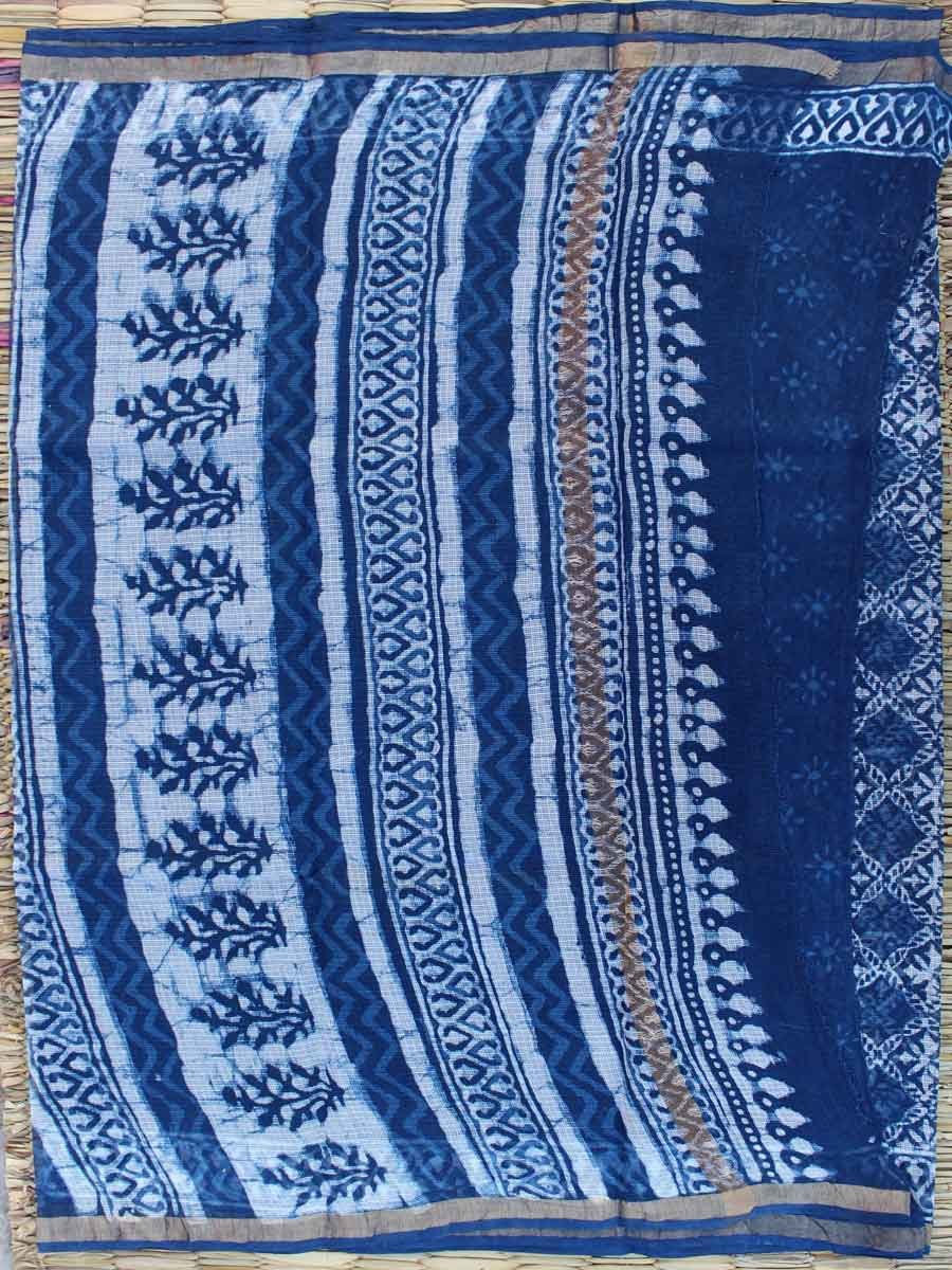 Indigo-Dabu-Block-printed-Kota-doria-saree