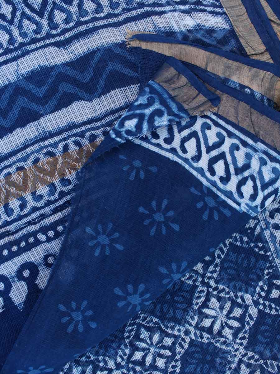 Indigo-dabu-block-printed-kota-doria-sari