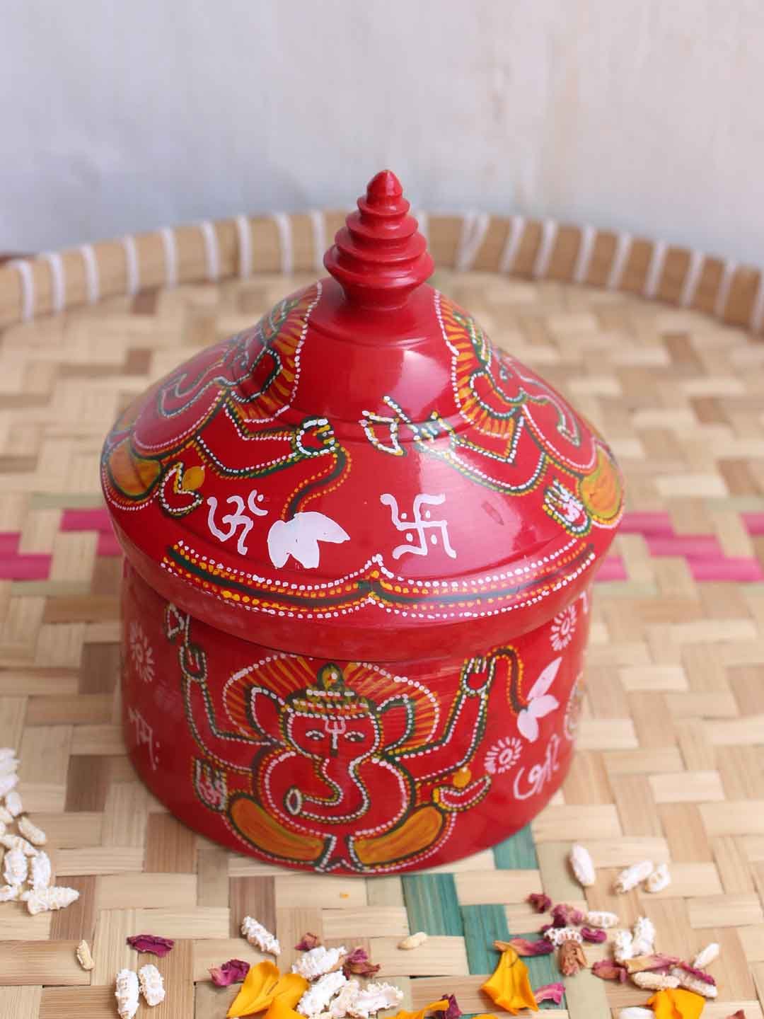Dotted-Ganesha-Handpainted-big-wooden-sindur-dani Dotted-Ganesha-Handpainted-big-wooden-sindur-dani