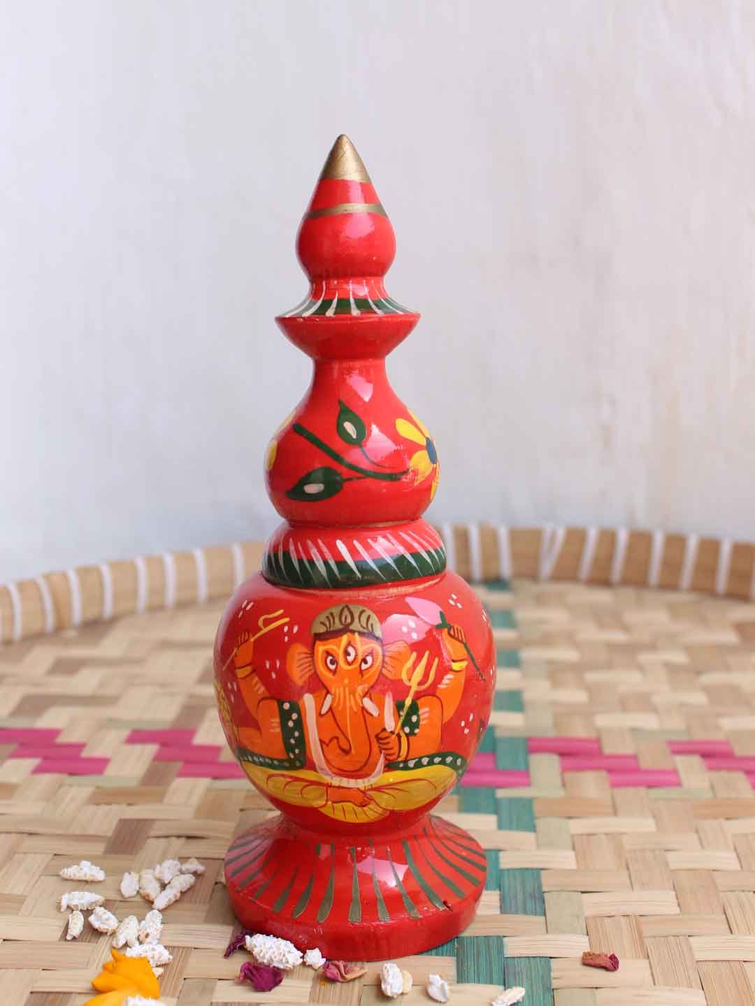 Ganesha-painted-long-wooden-sindur-dani Ganesha-painted-long-wooden-sindur-dani