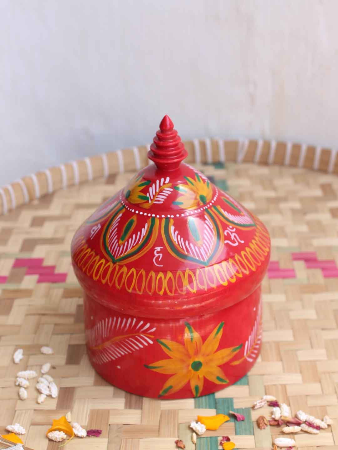 Handpainted-red-wooden-Sindur-dani Handpainted-red-wooden-Sindur-dani