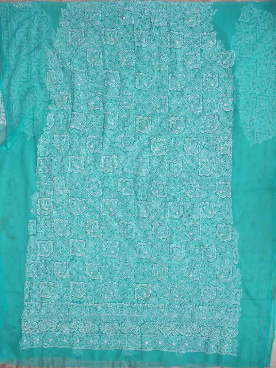 Jade-green-chikankari-embroidered-georgette-kurta