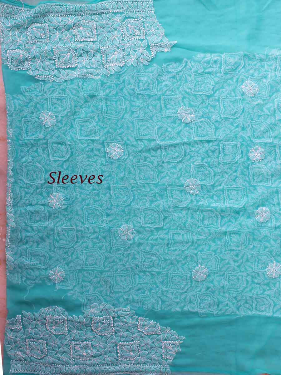 Jade-green-chikankari-jorjet-ladies-kurta-fabric