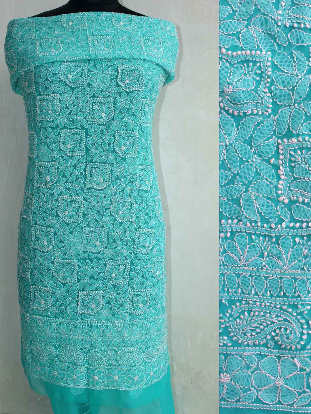 Jade-green-georgette-chikankari-kurta-fabric Jade-green-georgette-chikankari-kurta-fabric