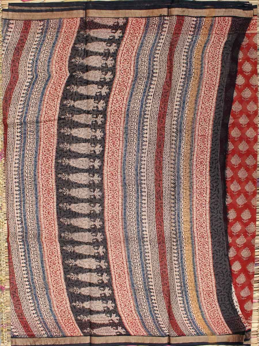 Madder-Red-bagru-printed-kota-cotton-sari