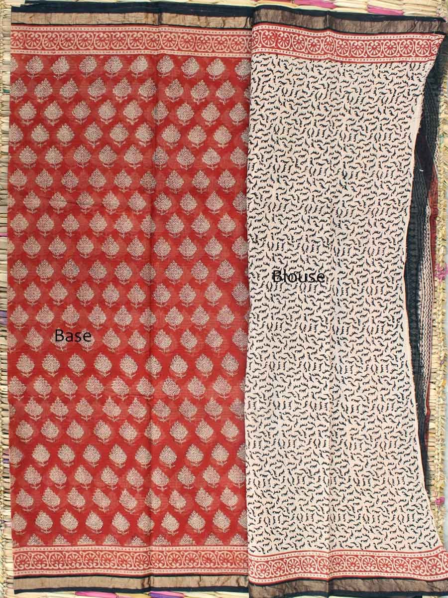 Madder-Red-bagru-printed-kota-doria-saree