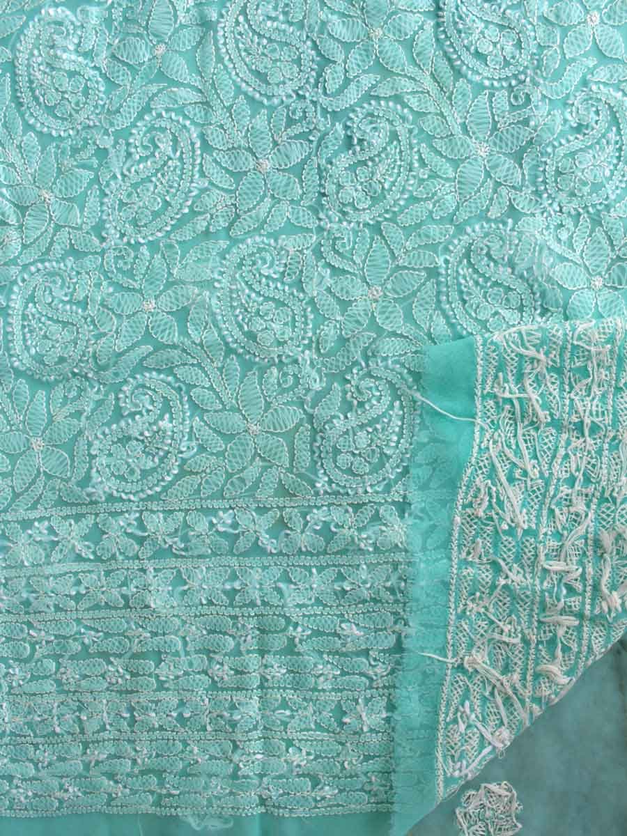 Sea-foam-green-georgette-chikankari-embroidered-kurta