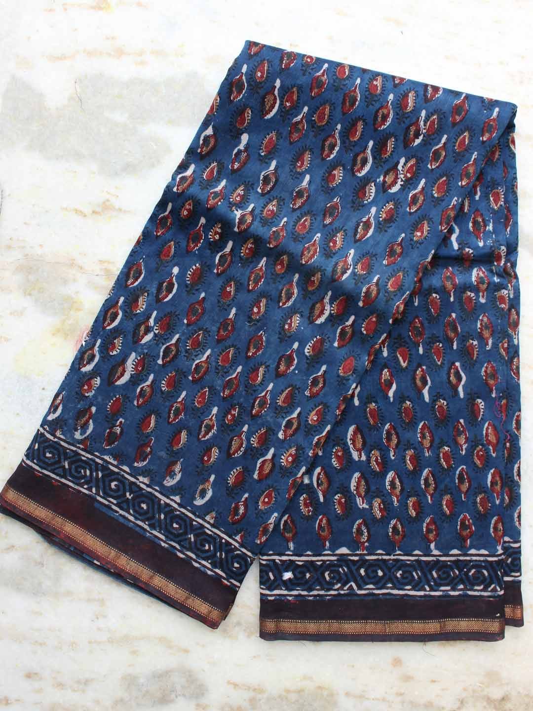 Dabu-Bagru-block-print-chanderi-indigo-saree Dabu-Bagru-block-print-chanderi-indigo-saree
